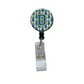 Teachers Aid Letter D Football Blue & Gold Retractable Badge Reel5 x 1 x 2 in. TE255552